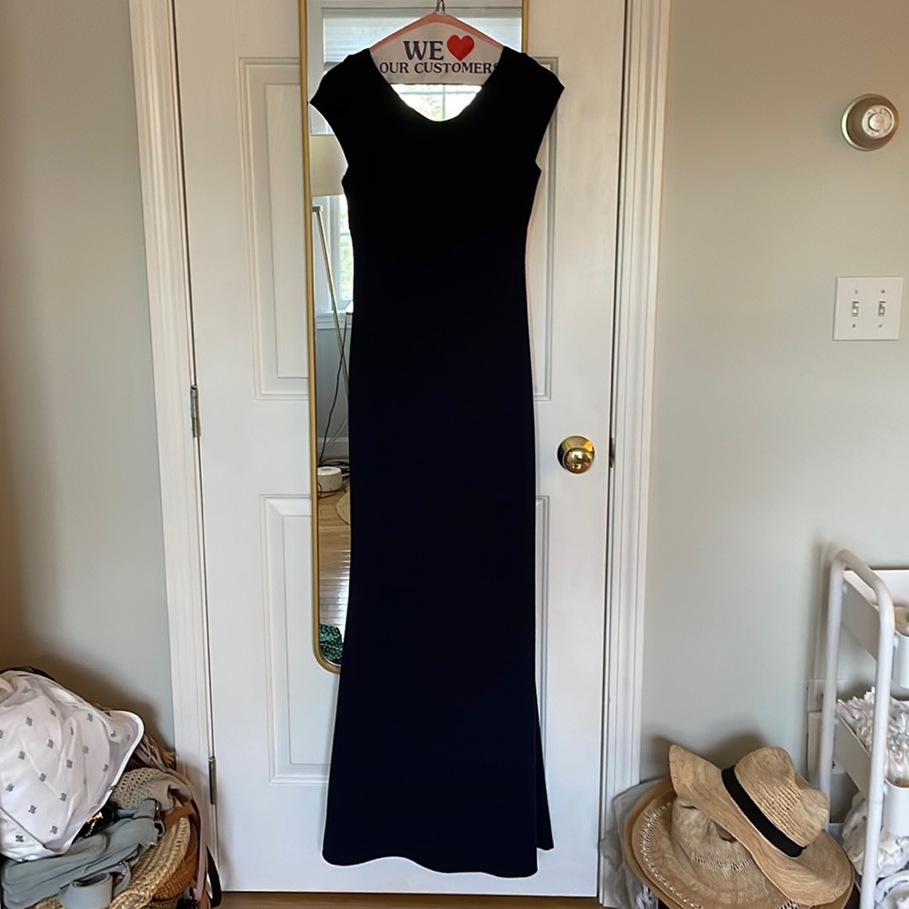 Anthropologie Katie May navy blue gorgeous gown, floor length, size 4